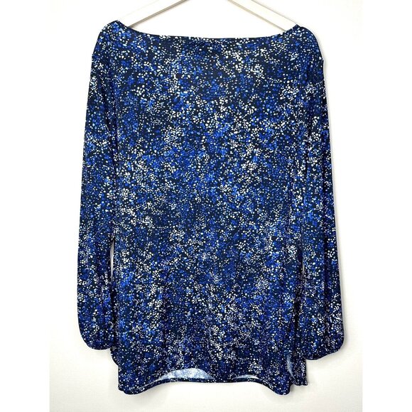 Land's End Womens Blouse Long Sleeve Pullover Cowl Neck Stretch Blue Size 3X - Picture 2 of 12